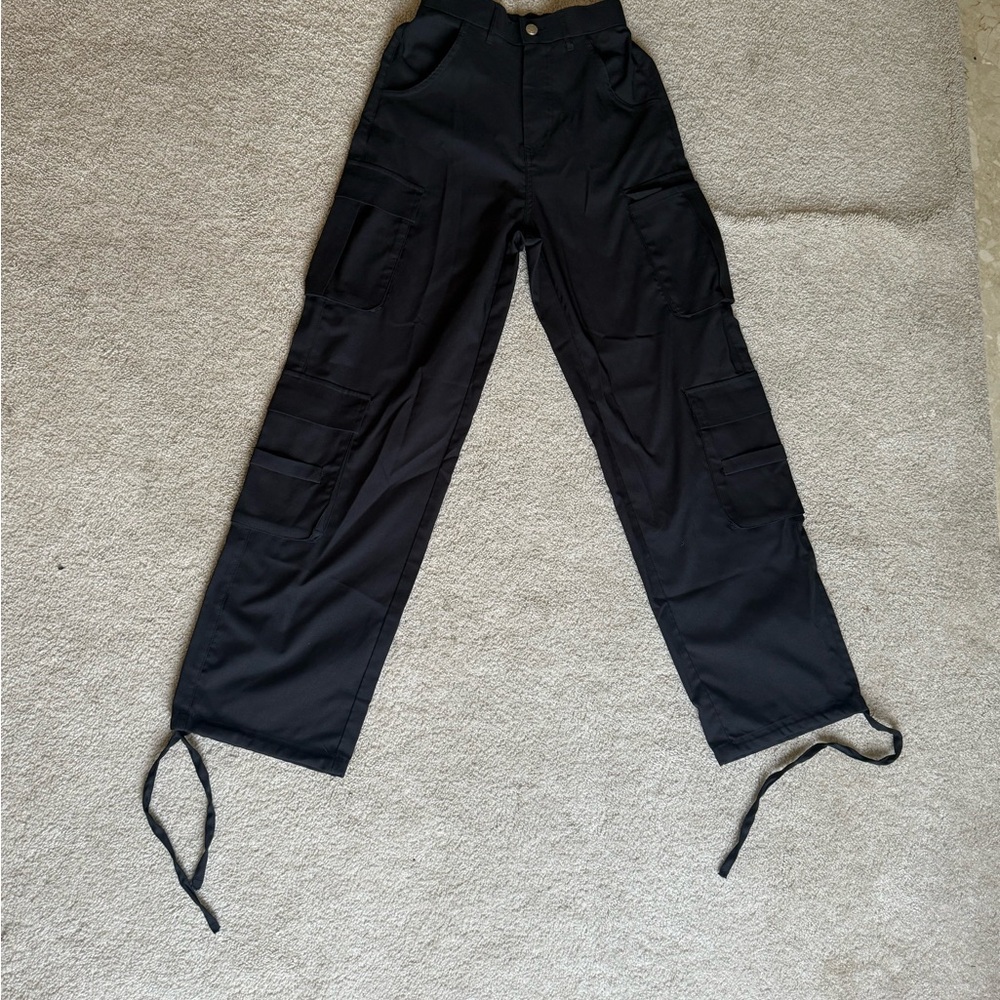 SHEIN Black Wide Leg Cargo Pants
